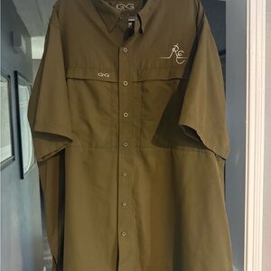 GameGuard Outdoors Short-Sleeve Button-Down Fishing Shirt - Olive Green